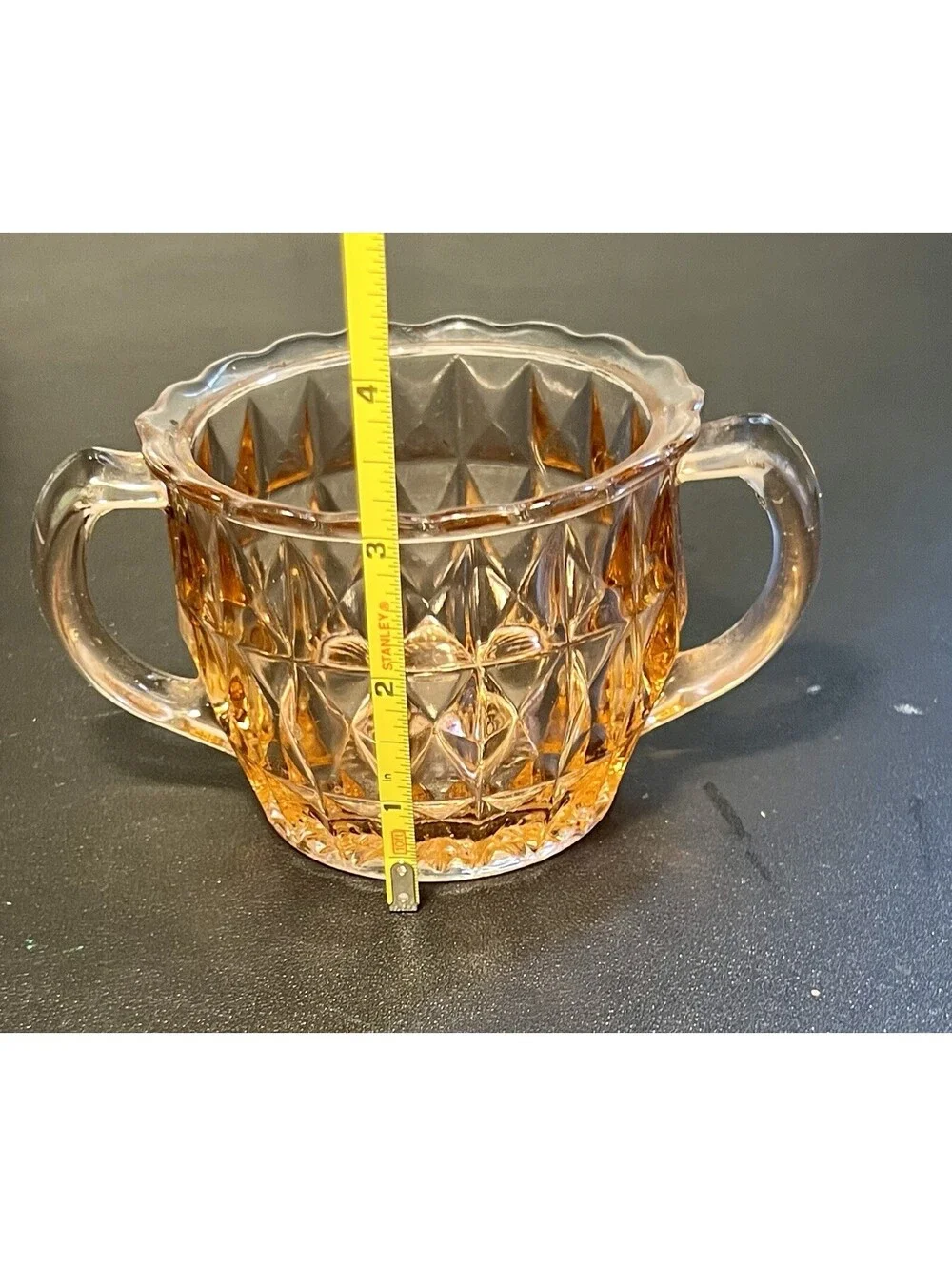 Jeannette Glass 1940s Cream Sugar Set Windsor Diamond Pink Depression Glass